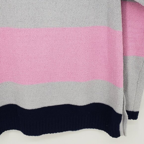Talbots Cozy Knit Color Block Pullover Sweater XSP Side Button Relaxed Gray Pink - Picture 9 of 10